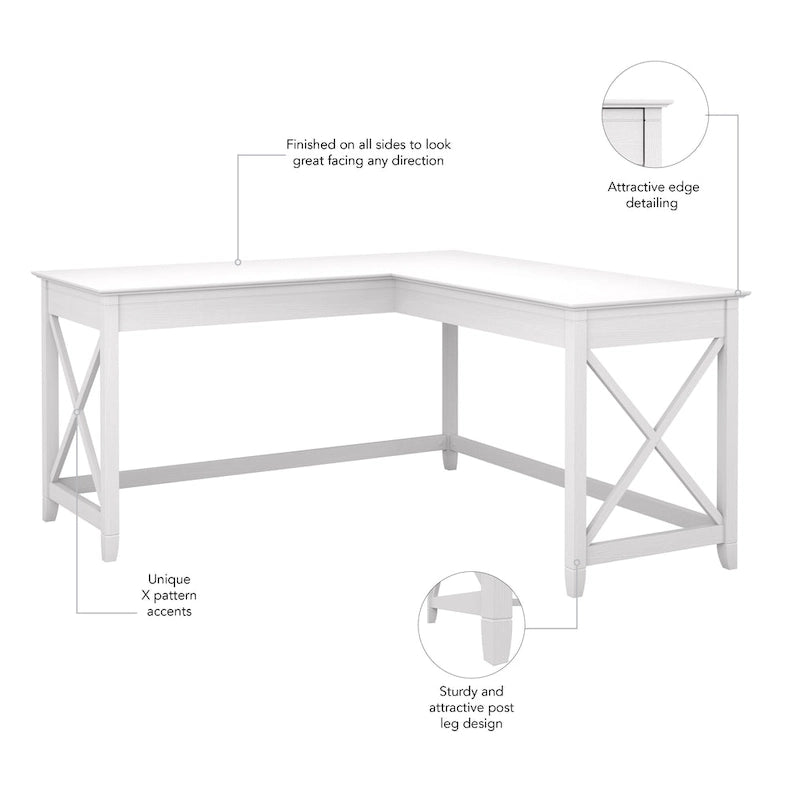 Bureau d'angle en L de 60 W pour bureau à domicile