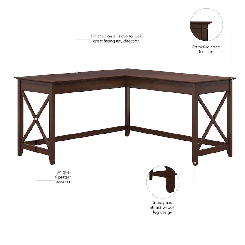 Bureau d'angle en L de 60 W pour bureau à domicile