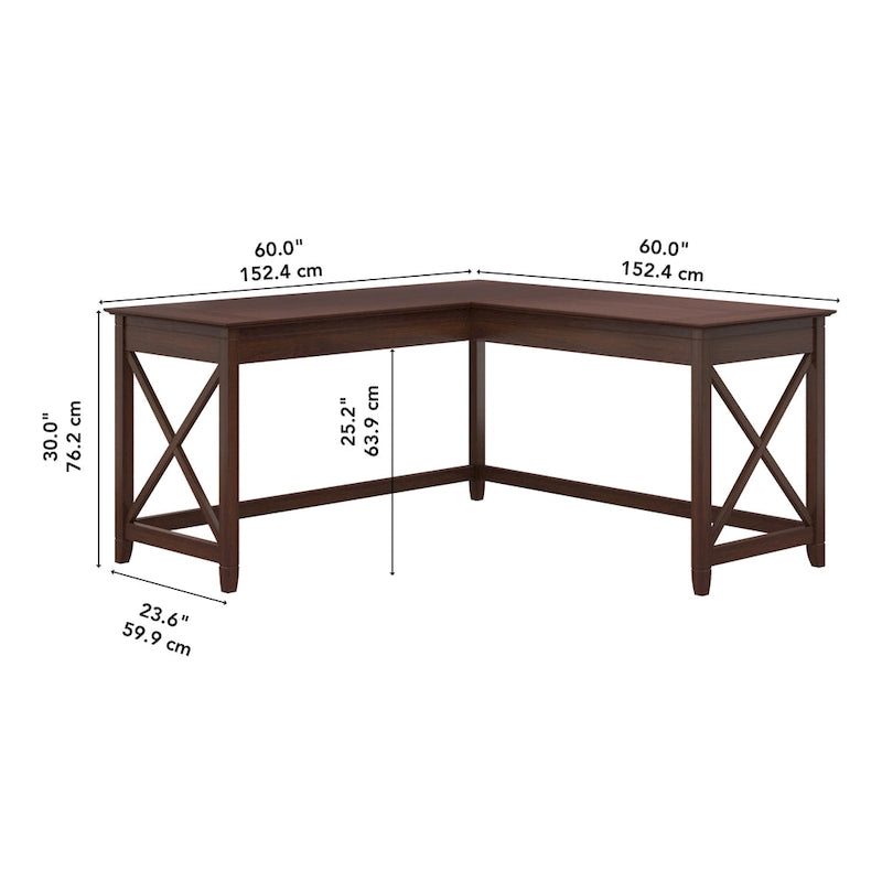 Bureau d'angle en L de 60 W pour bureau à domicile