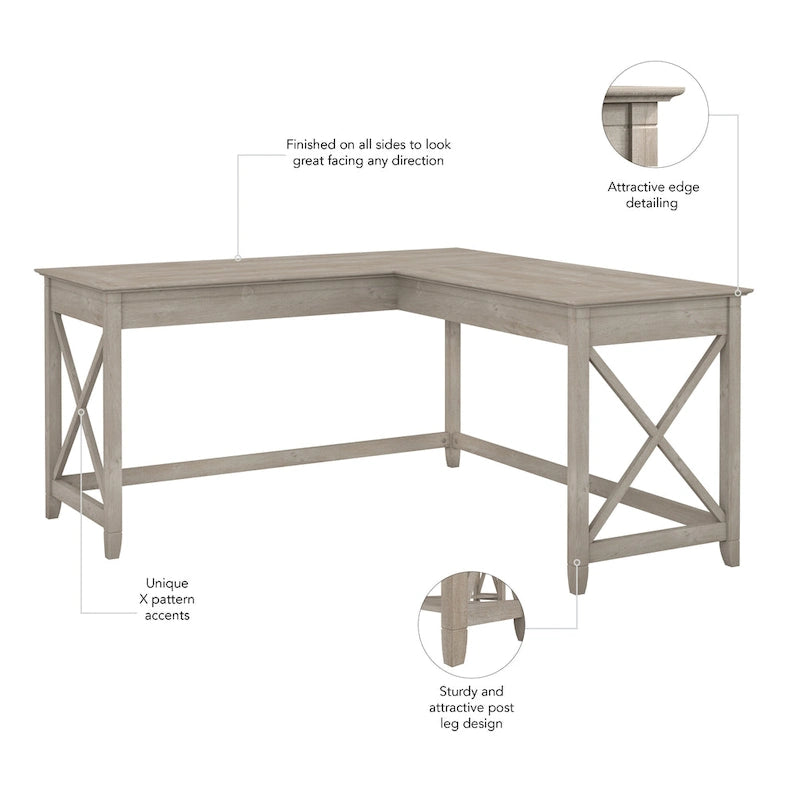 Bureau d'angle en L de 60 W pour bureau à domicile