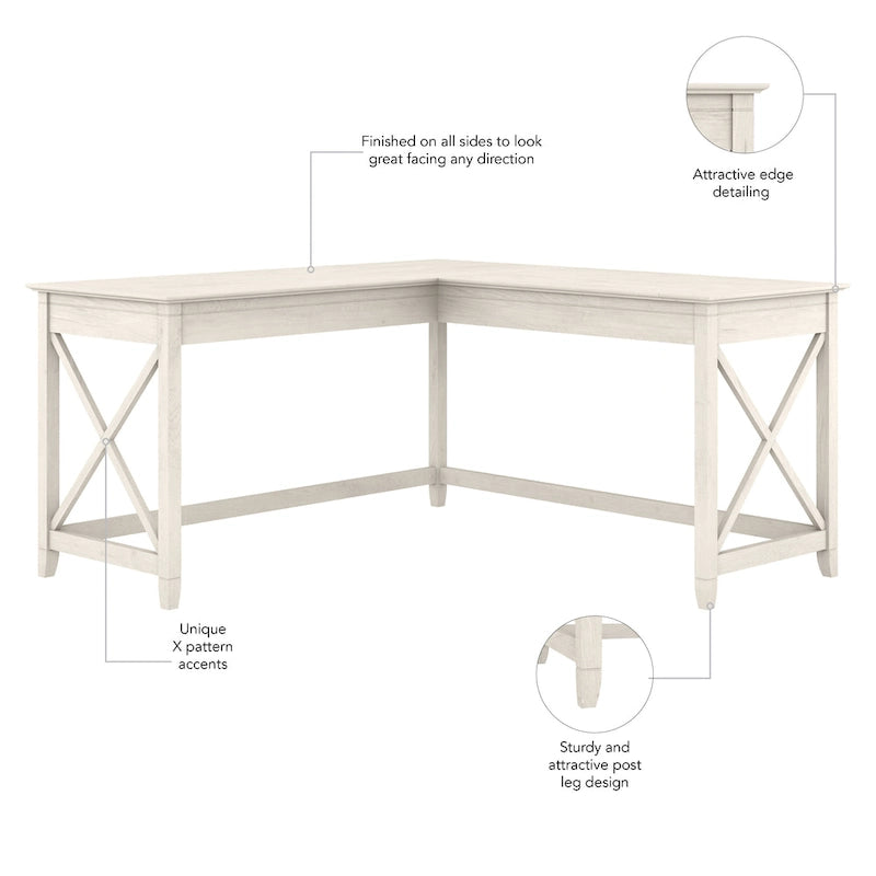 Bureau d'angle en L de 60 W pour bureau à domicile
