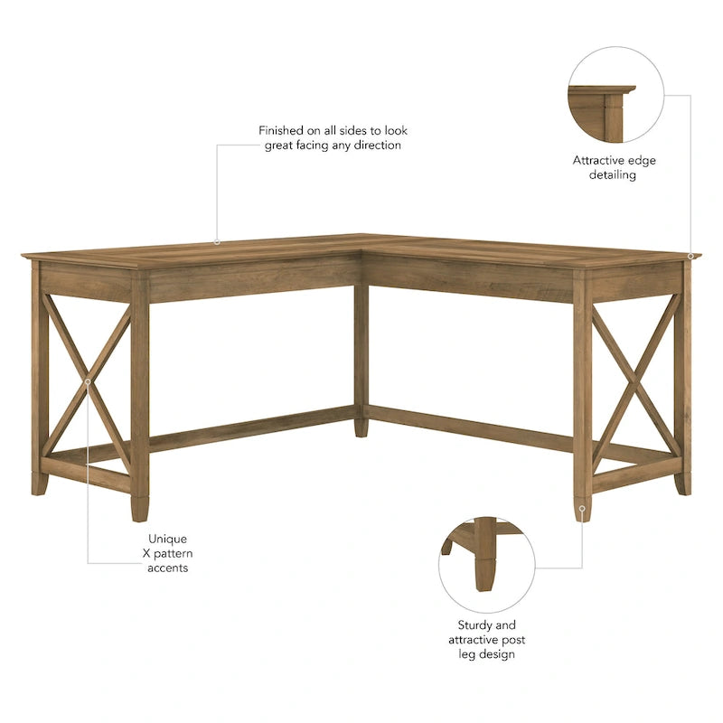 Bureau d'angle en L de 60 W pour bureau à domicile