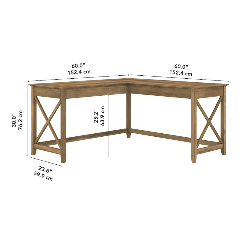 Bureau d'angle en L de 60 W pour bureau à domicile