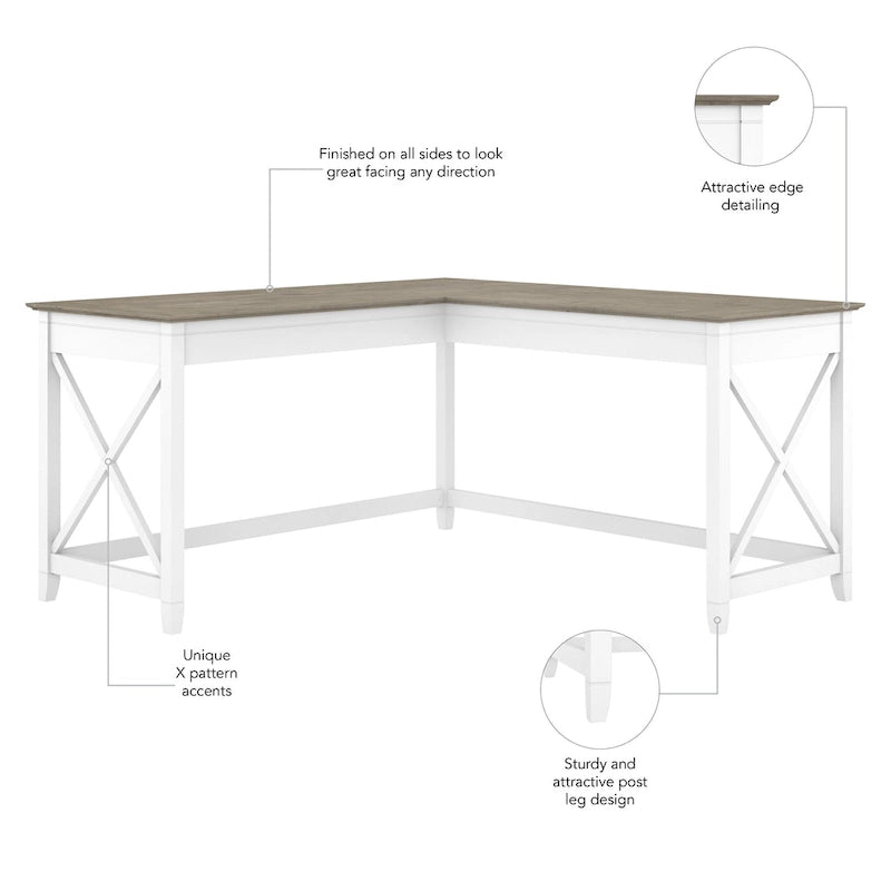Bureau d'angle en L de 60 W pour bureau à domicile