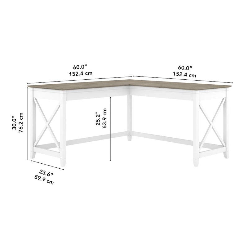 Bureau d'angle en L de 60 W pour bureau à domicile