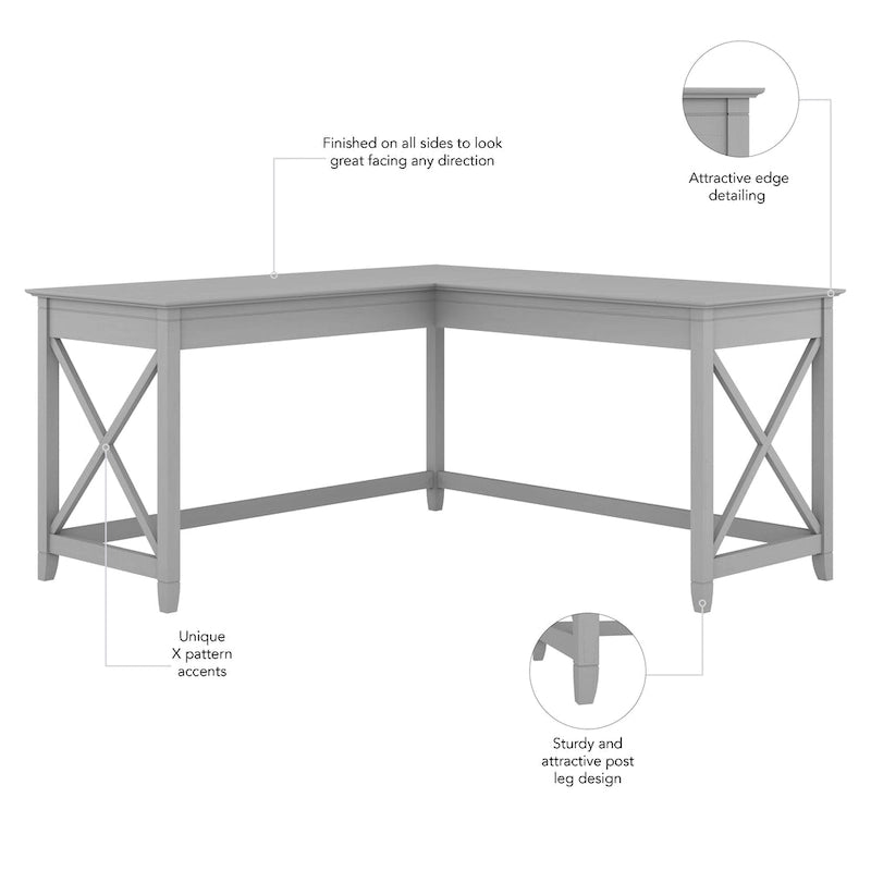 Bureau d'angle en L de 60 W pour bureau à domicile