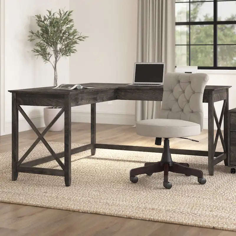 Bureau d'angle en L de 60 W pour bureau à domicile