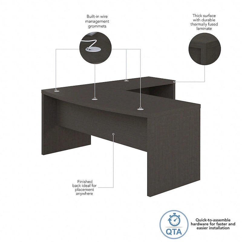 Bureau en L à façade incurvée 72W