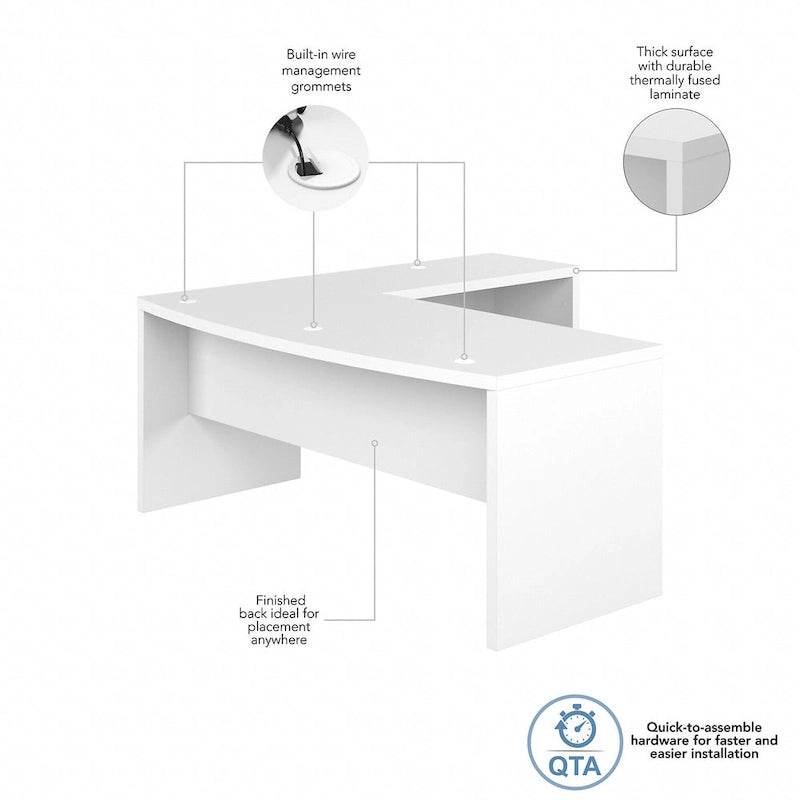Bureau en L à façade incurvée 72W