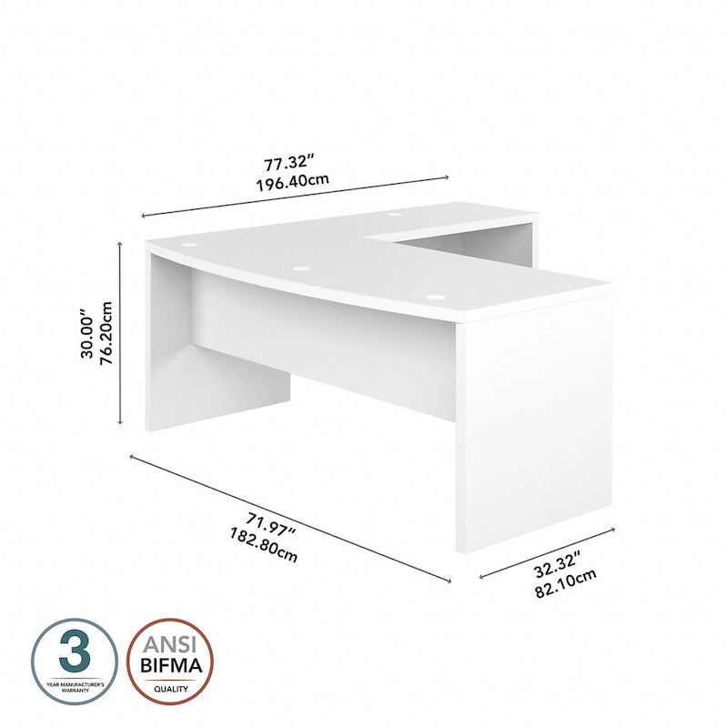 Bureau en L à façade incurvée 72W