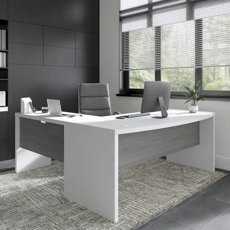 Bureau en L à façade incurvée 72W