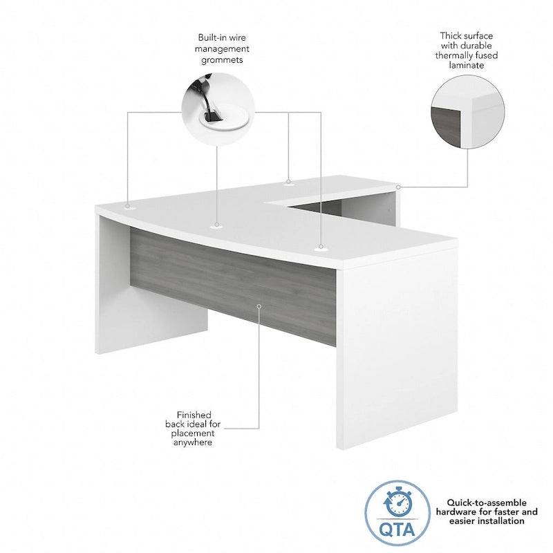 Bureau en L à façade incurvée 72W