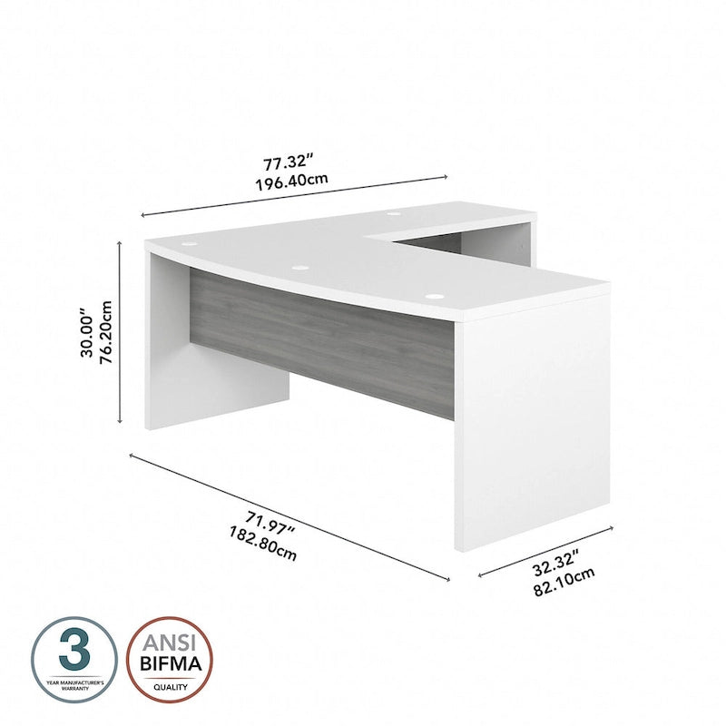 Bureau en L à façade incurvée 72W