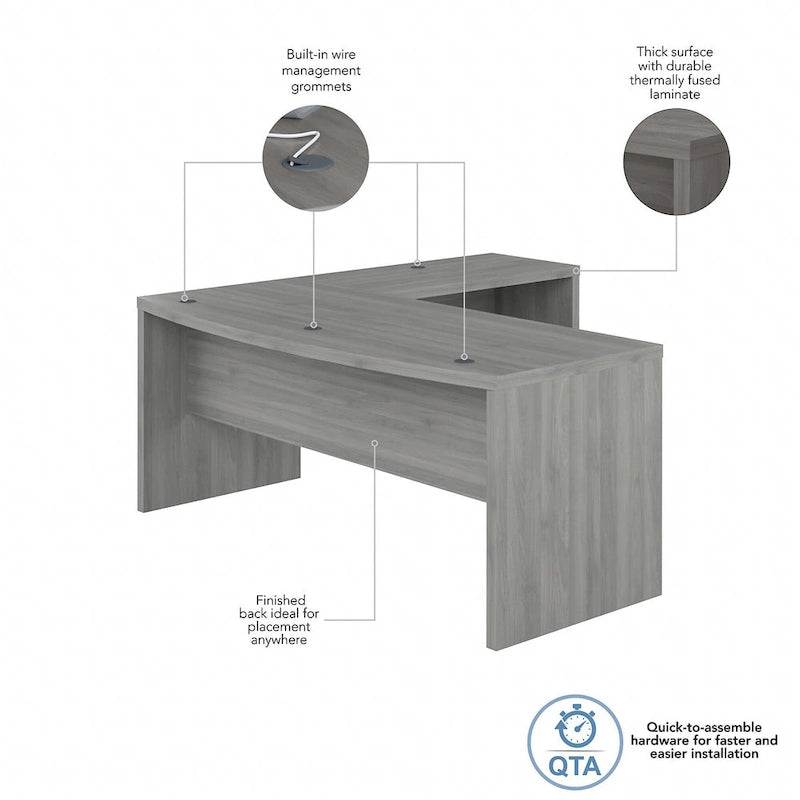 Bureau en L à façade incurvée 72W
