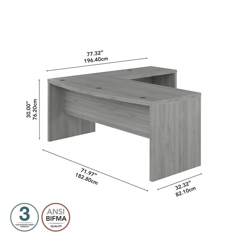 Bureau en L à façade incurvée 72W