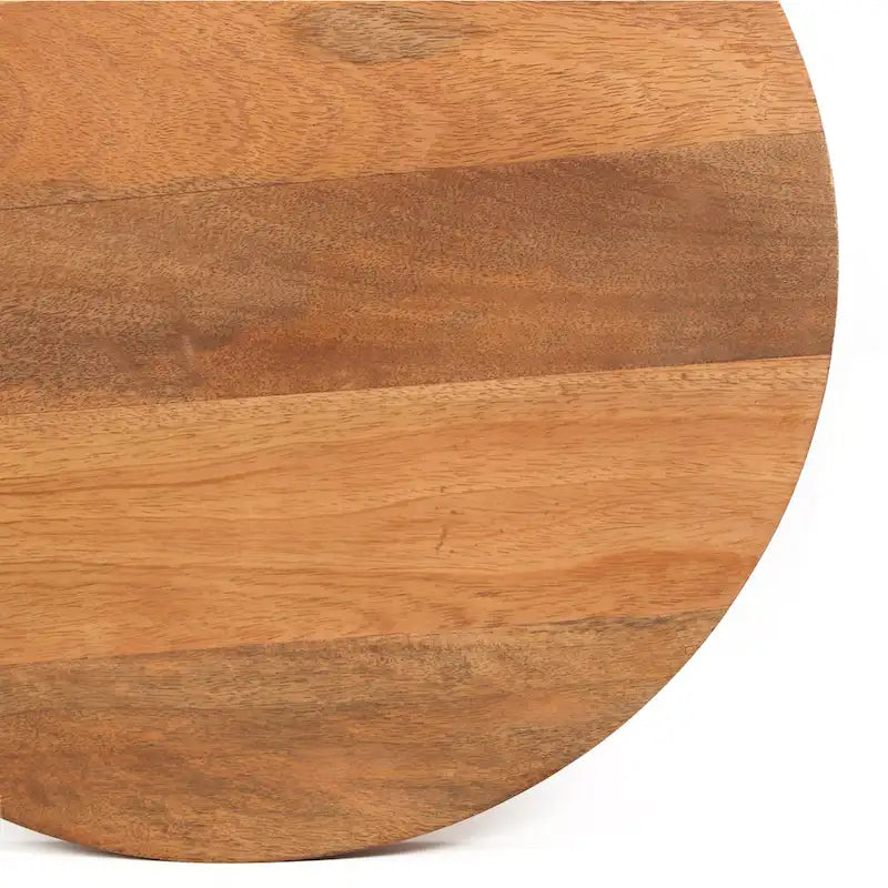 Table d'appoint sur pied en bois de manguier et métal