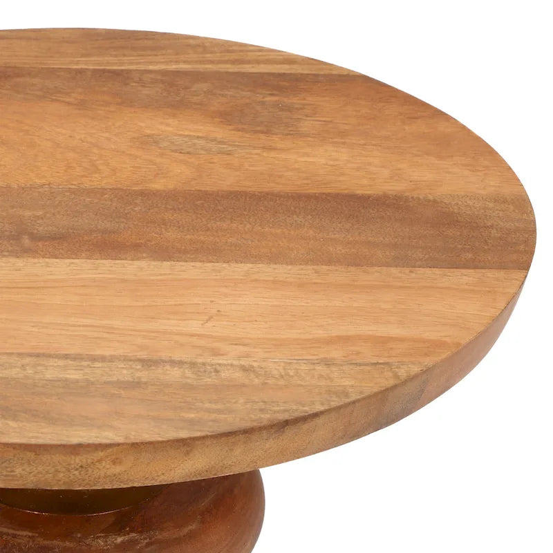 Table d'appoint sur pied en bois de manguier et métal