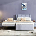 Lit plateforme grandeur nature avec lit gigogne – à plat ou érigé, gris et beige