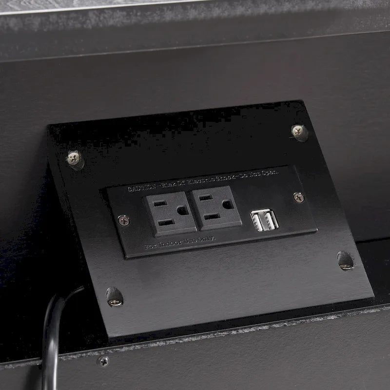 Table de chevet à 2 tiroirs avec étagère ouverte et station de charge – Table d'appoint de style rustique avec ports USB et prises électriques