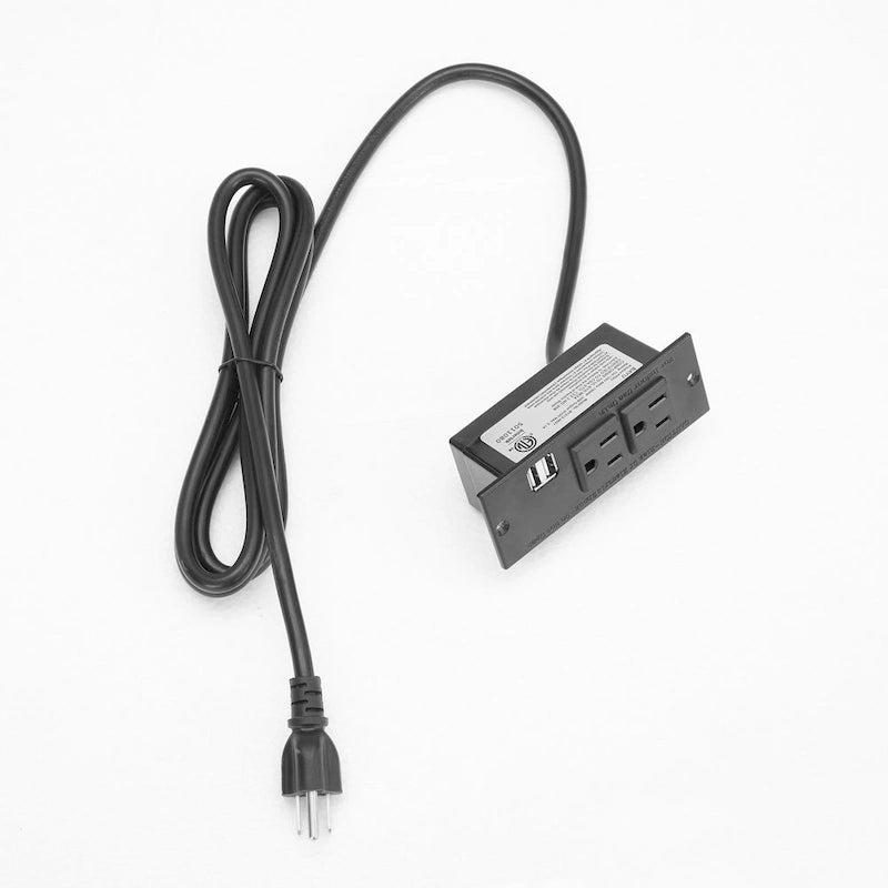 Table de chevet à 2 tiroirs avec étagère ouverte et station de charge – Table d'appoint de style rustique avec ports USB et prises électriques