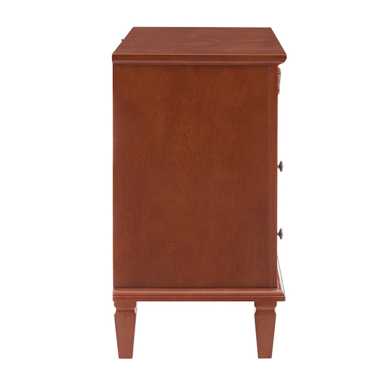 Table de chevet à 2 tiroirs avec étagère ouverte et station de charge – Table d'appoint de style rustique avec ports USB et prises électriques