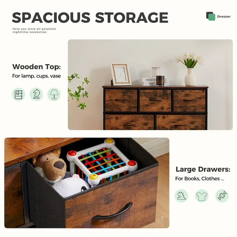 Tour de rangement haute avec 9 tiroirs en tissu