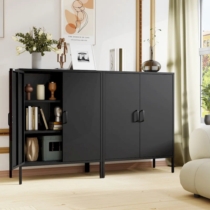 Meuble de rangement métallique à 4 portes avec ventilation