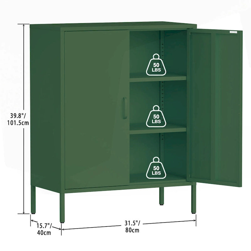 Meuble de rangement métallique à 4 portes avec ventilation