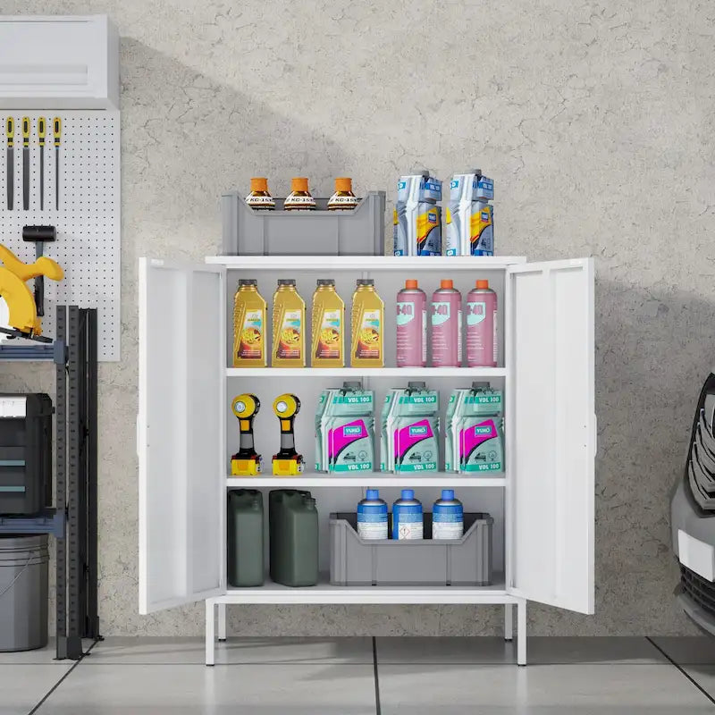Meuble de rangement métallique à 4 portes avec ventilation