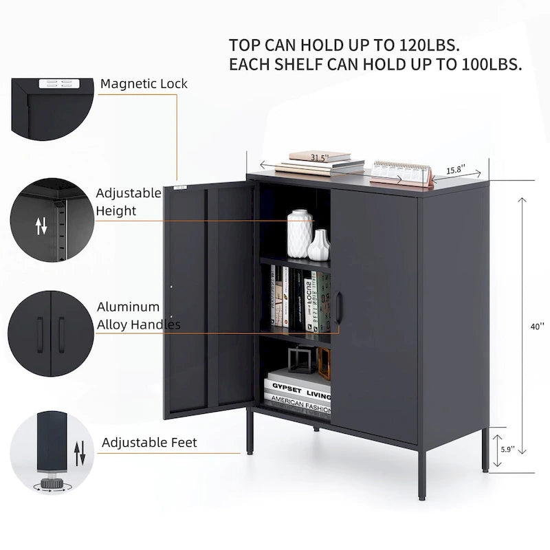 Meuble de rangement métallique à 4 portes avec ventilation