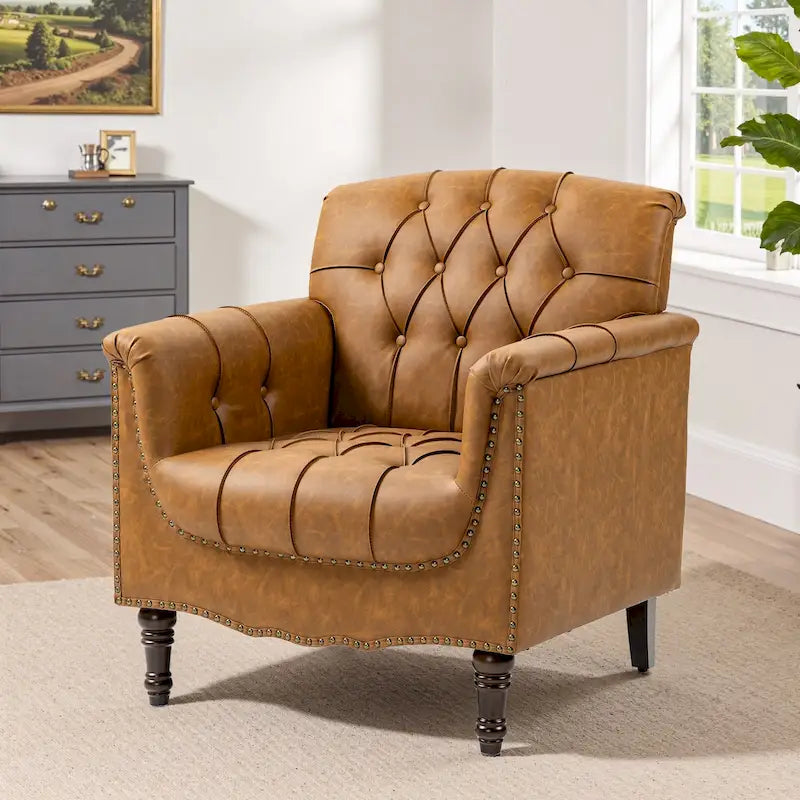 Fauteuil d'appoint capitonné du milieu du siècle