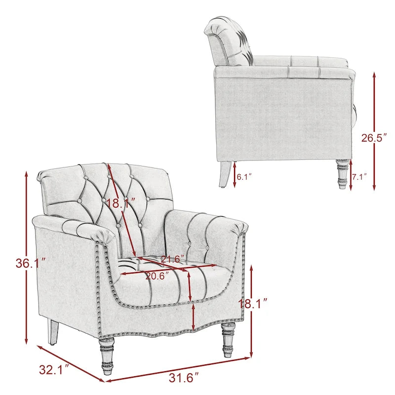 Fauteuil d'appoint capitonné du milieu du siècle