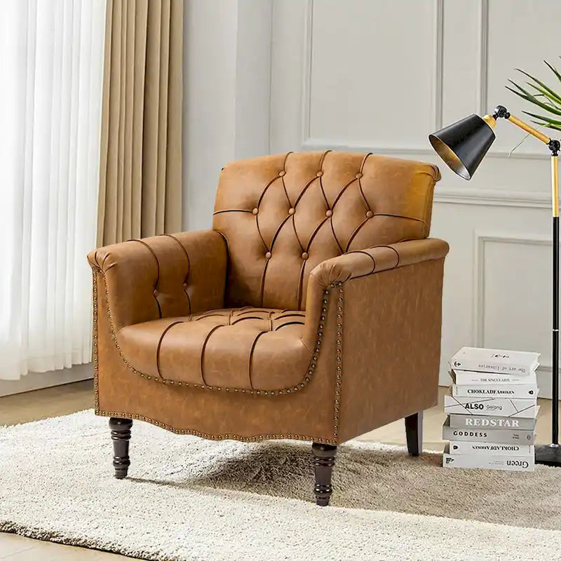 Fauteuil d'appoint capitonné du milieu du siècle