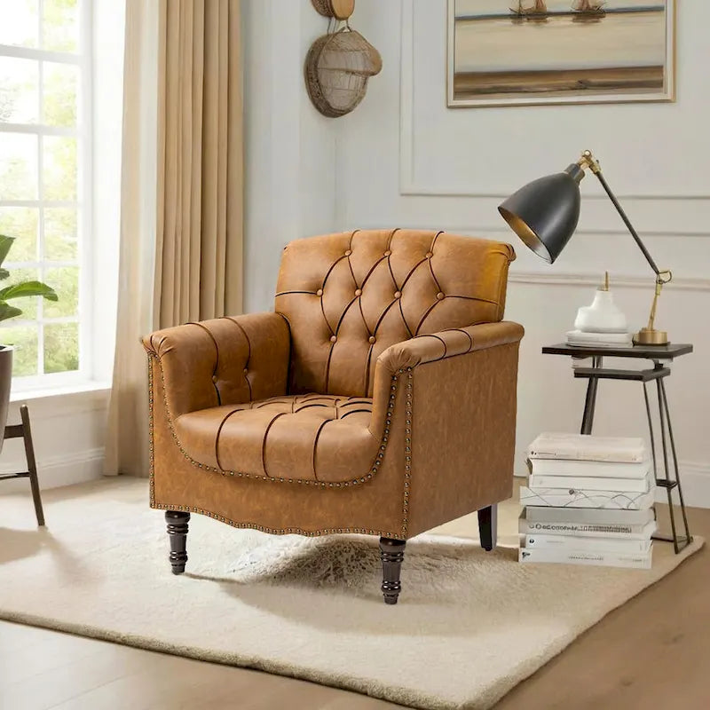 Fauteuil d'appoint capitonné du milieu du siècle