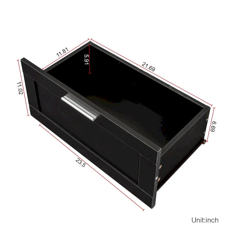 Meuble TV 70" avec rangement ouvert et tiroirs pour salon
