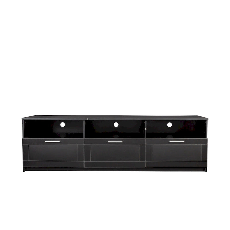 Meuble TV 70" avec rangement ouvert et tiroirs pour salon
