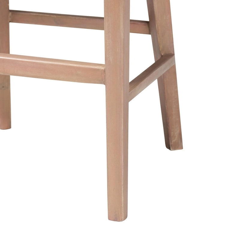 Tabouret de comptoir moderne bohème en rotin naturel et bois d'acacia