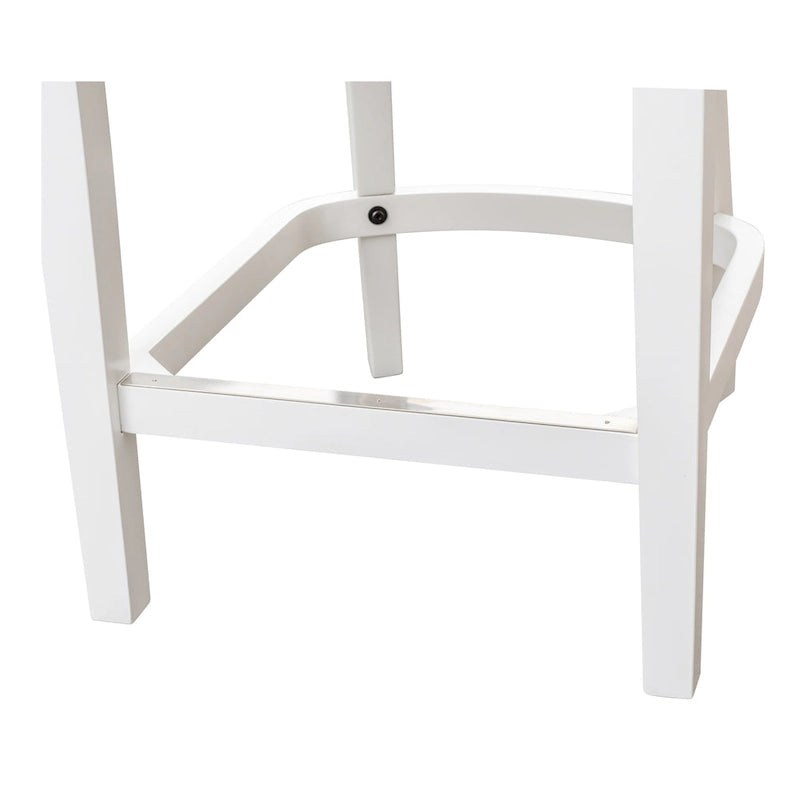 Tabouret de bar pivotant à haut dossier, blanc avec assise grise