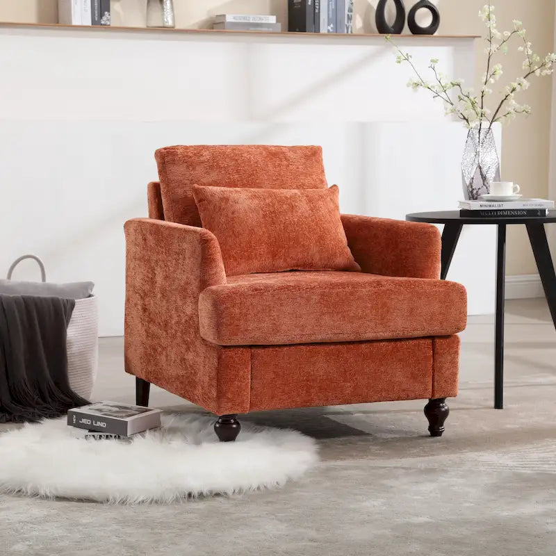 Fauteuil d'appoint rembourré moderne avec cadre en bois