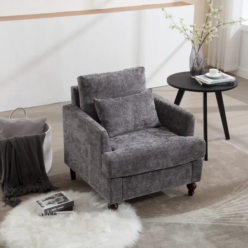 Fauteuil d'appoint rembourré moderne avec cadre en bois