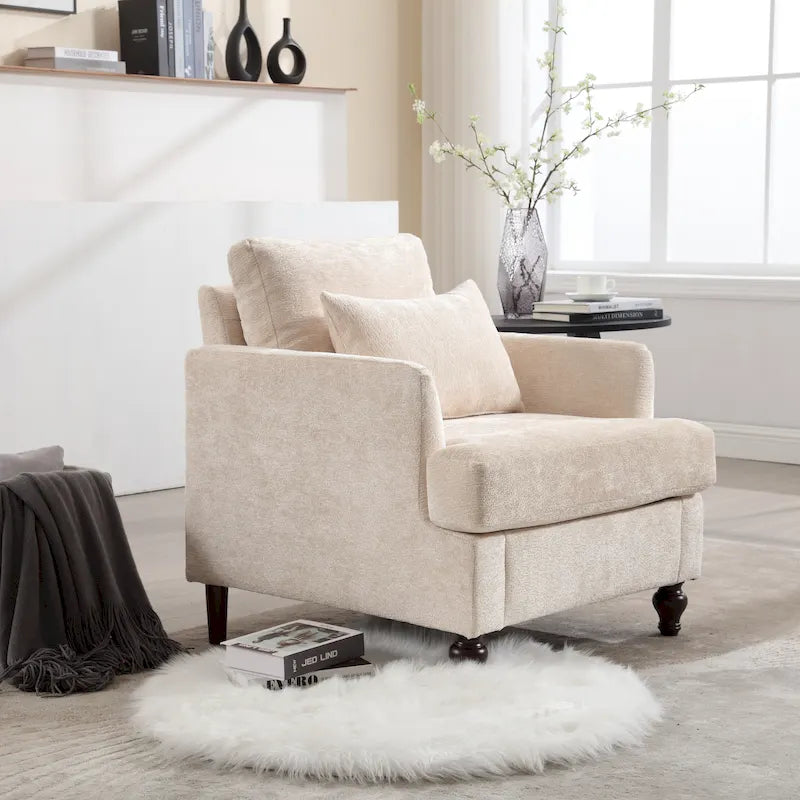 Fauteuil d'appoint rembourré moderne avec cadre en bois