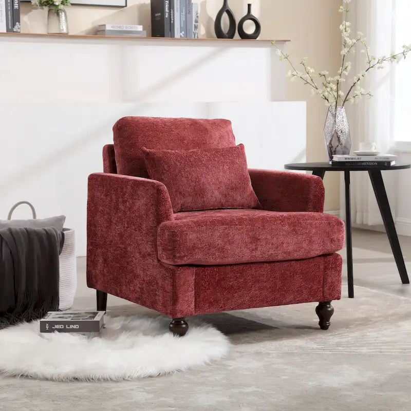 Fauteuil d'appoint rembourré moderne avec cadre en bois