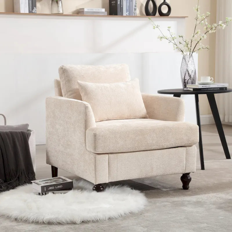Fauteuil d'appoint rembourré moderne avec cadre en bois