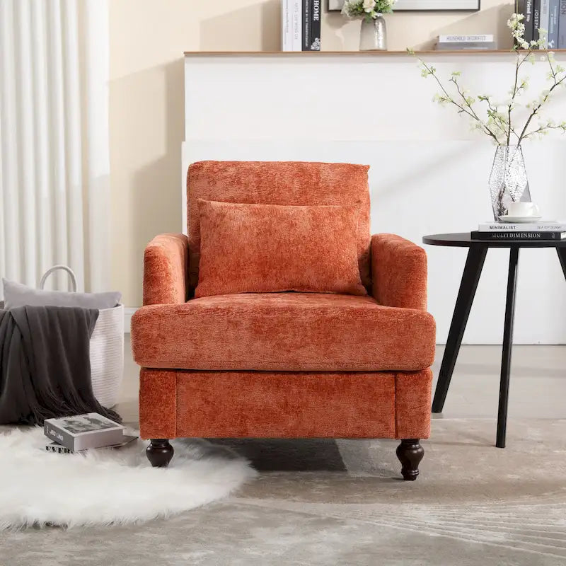 Fauteuil d'appoint rembourré moderne avec cadre en bois