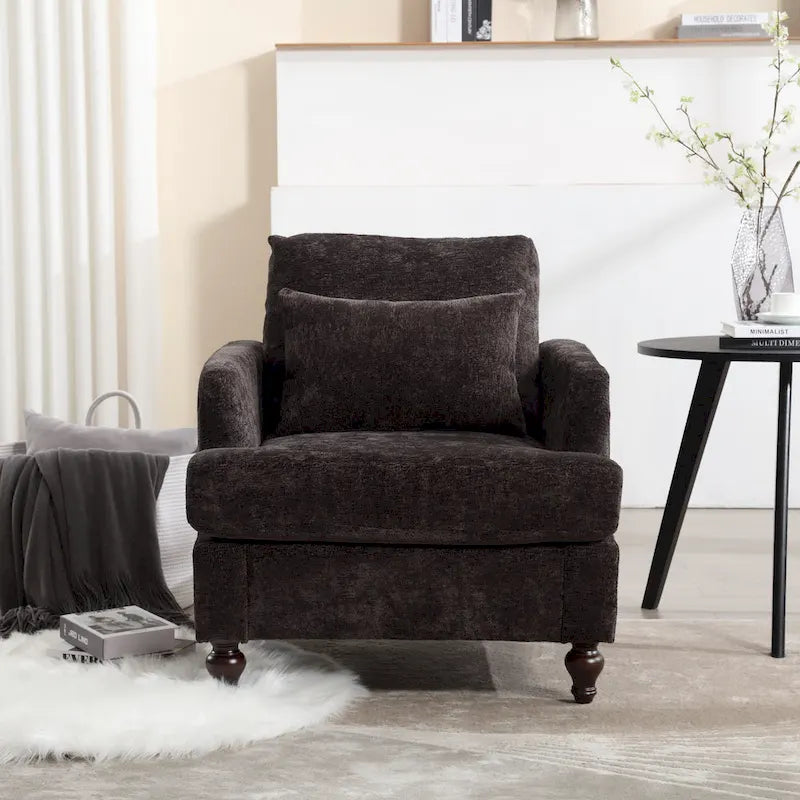 Fauteuil d'appoint rembourré moderne avec cadre en bois