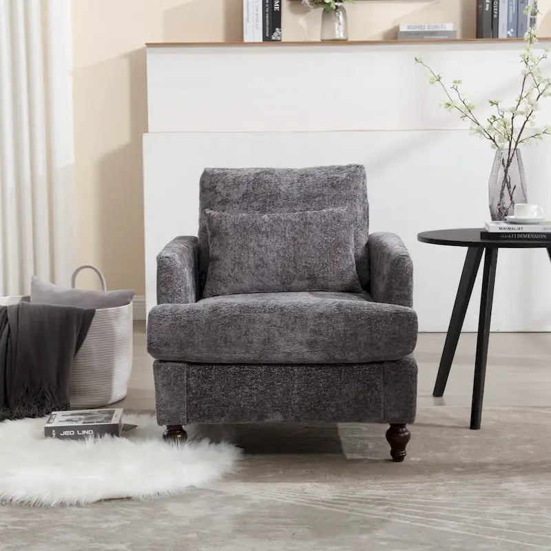 Fauteuil d'appoint rembourré moderne avec cadre en bois