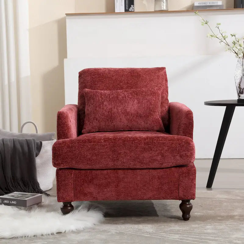 Fauteuil d'appoint rembourré moderne avec cadre en bois