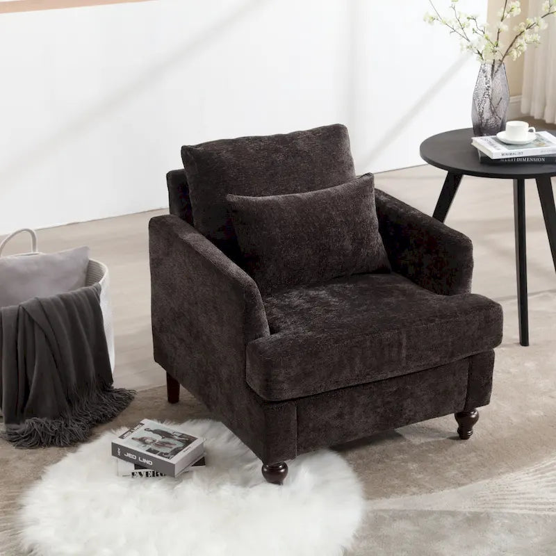 Fauteuil d'appoint rembourré moderne avec cadre en bois