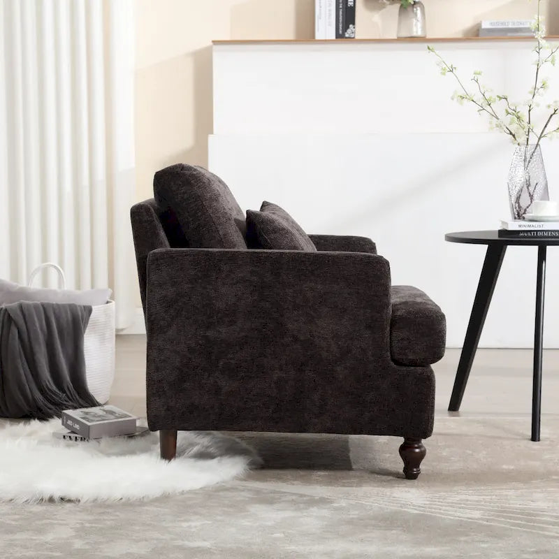 Fauteuil d'appoint rembourré moderne avec cadre en bois