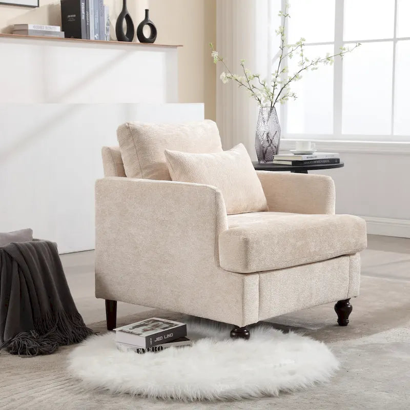 Fauteuil d'appoint rembourré moderne avec cadre en bois